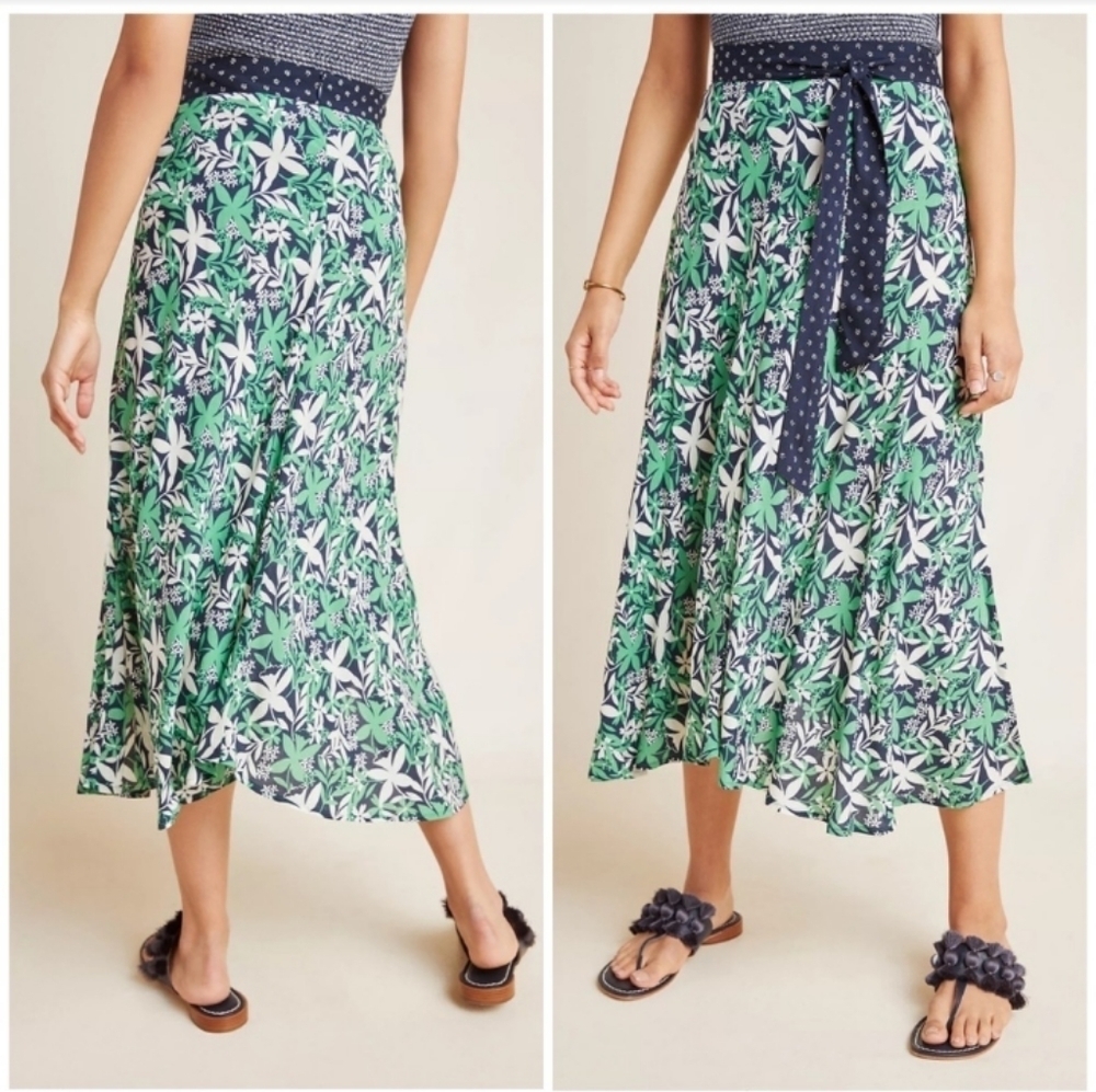 🦚Anthropologie Velvet By Graham & Spencer Susannah Wrap Midi Skirt. Size S